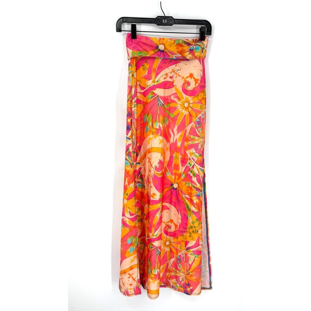 Free People Beach Maxi Skirt Dress Floral Mod Swim Coverup Size Small NEW